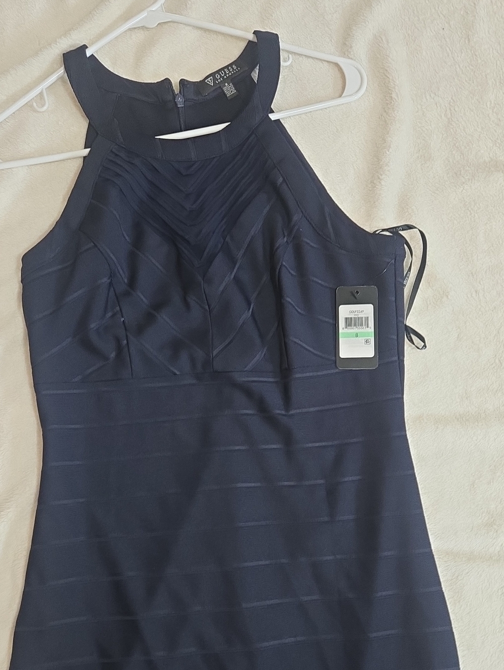 Guess Navy Textured Sleeveless Dress